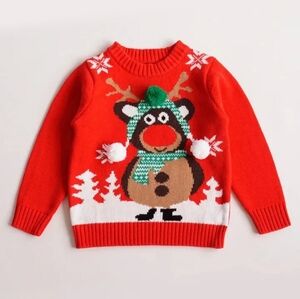 NWT Christmas Kids Sweater - Festive Cartoon Deer Sz. 4T